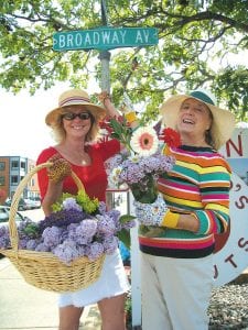 Visit the West End Garden Club's 75th Flower Show on Saturday, July 17 and you won’t see the lights of Broadway, but the flowers of Broadway. Lisa Hemp and Katie Anderson practice celebrating “Broadway in Bloom!”