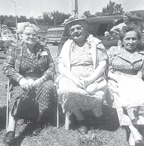 Janet (Schuster) Nagy shared this photo of her grandmother, Matilda Blomberg (left), enjoying the Fisherman’s Picnic “old-timers’ gathering” in downtown Grand Marais. Visiting with her was Mrs. Sjoberg and Adelaide Wishcup.