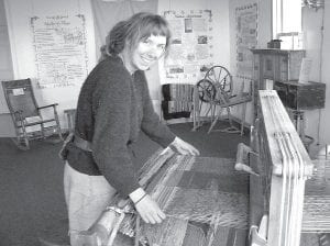 The Cook County Historical Society was delighted to receive an unusual donation—a four harness sectional warping loom, circa 1930s. The loom is in working order and community members like Erin Bonner have been enjoying the opportunity to use it.