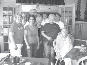 The Grand Marais Lioness club installed new officers at its July meeting. (L-R) Bev Denyes, Katie Anderson, Sherri Bichel, Irene Malner (behind), Judy Siegle, Sandra Hyne (behind), Nancy Waver, Ingo Nelson, Vi Wonzer.