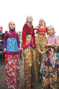 A fabulous group of fashionable stilt-walking girls took part in the Parade of Teams on Friday night.