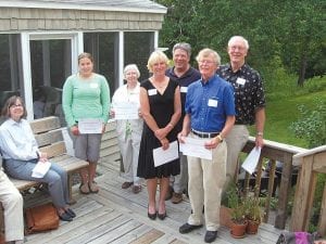 Cook County Community Fund Advisory Chair Howard Hedstrom (far right) hosted a reception for the 2010 grantees at his home in Grand Marais in July. Grantee representatives pictured from (L-R) include Alexis Berke, Barbara B. Clark, Paula Wolf, Karl Hansen and Mike Carlson.