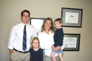 Baiers Heeren, his daughter, Anna, wife, Allison, and son, Weston, recently moved back to Grand Marais after Baiers purchased the Swanson Law Firm. The firm is now called Heeren/ Swanson law firm.