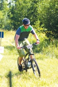 Finishing first in the eight-mile race was local biker Sebastian Schnobrich.