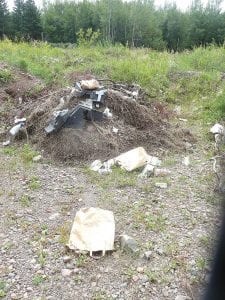 This television used for target practice and these sacks of beer cans and pop bottles were left behind in a Cook County gravel pit last week. If caught, the culprits could face criminal or civil charges and fines up to $2,000.