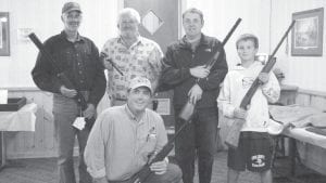 The 18th Ruffed Grouse Society’s Sportsmen’s Banquet was held at Harbor Light Supper Club on Thursday, September 9. In addition to learning about RGS and North Shore Chapter activities, there were traditional gun raffles.Winning guns were (L-R) Pat Cherney, Boyd “Bump” Blomberg (kneeling) holding the gun won by his dad Boyd Blomberg, Jon Hilde, Jason Hill, and Andrew Lashinski.