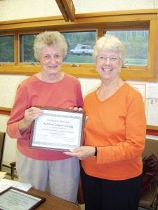 On behalf of the Township of Schroeder on September 14, 2010, Town Clerk Carol Tveekrem presented Judy Gregg with a certificate of appreciation for her grandson, Boy Scout Austin Cooper-Gregg, who refurbished the lawn at the Schroeder Cemetery this summer. Cooper-Greg’s grandfather – Judy Gregg’s husband – used to be a town supervisor and is now buried in the Schroeder Cemetery.