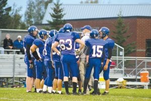 Head coach Mitch Dorr rallies his team around him as he gives them instruction. The kids have been doing a good job of listening, Dorr’s team beat the Ely Timberwolves 38-20 last Friday. The Vikings next face an 0-3 Carlton team at Carlton this Friday. Go Vikings!