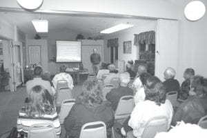 Michael O’Phelan, co-owner of Cascade and Solbakken lodges, gave a presentation on research he had done into ISD 166 finances and led a discussion on the upcoming school referendum Tuesday, October 12, 2010 at the Senior Center in Grand Marais. In the audience were two school board members and two school board candidates. The group discussed issues they are contemplating in regard to the potential levy, opinions about the school and its leadership, and how the community could work together to address issues and provide positive educational opportunities for the county’s school children.