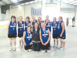 The Cook County seventh grade volleyball team played hard and won the championship at the tournament in Carlton on Saturday, October 2. (L-R, front) Trace McQuatters, Jennifer Sutton, (Coach) and Lilly Gruber-Schultz. (L-R, back) Courtnee Clyde, Bethany Derscheid, Sara Carman, Shauna Blake, Alex Slanga, Lynden Sutton, Natassja Sheils, MaeAnna LaFavor. The Viking eighth grade volleyball team came in third place in the tournament.