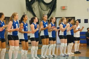 The Vikings finished their regular season at Ely last week. At press time they were entering playoffs with a home game against Mesabi East. (L-R) Ashley Deschampe, Sarah Fagerman, Autumn Clearwater-Day, Kristina Rude, Brea Boomer, Linnea Leonard, Bekah Laky, Jenny Curtis, Chelsey Sorenson.