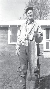 Ken Kjarum of Hovland shared this photo of his neighbor, Oscar Erickson, with a 22 –inch steelhead caught on the Brule River in June 1940. Ken fished with Oscar a lot and he was amazed that his friend was able to bring the big fish in on a flyrod.