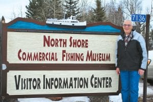 The North Shore Commercial Fishing Museum in Tofte has offered a number of interesting and entertaining historical presentations as part of its Stories of the Fishing Life series. Walt Sve, standing by the fishing museum sign, was one of the speakers.