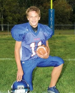 Kale Boomer, a sophomore, played quarterback and defensive back for the Vikings. Kale earned Honorable Mention All Conference honors for the 2010 season. Kale passed for 400 yards and rushed for 373 yards.