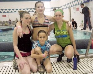 The North Shore Rollers in the November 13 tournament were L-R) Dakota Marshall, Lucy Shaw (front), Emily Jacobsen, Jessica Berg-Collman.