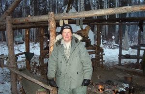 Grand Marais Postmaster Frank Lehto was also known as Senior Master Sergeant Lehto until his retirement from the Air National Guard this November. He enjoyed working with the 148th Fighter Wing in Duluth. Left: One of the highlights of his career was attendance at Arctic Survival School, where he and his team had to forage or hunt for their own food in the wilds of Alaska.