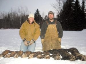 Sam Williams and Jimmy Wallner of Grand Marais trudged through deep snow to get their limit of seven pine marten and three fisher. For information on trapping, contact the Grand Marais Minnesota Department of Natural Resources wildlife office at (218) 387-3034.