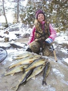 Friendliest Catch. A little snow did not stop Halle Lamb of Schroeder from catching her limit on a recent fishing trip to the Boundary Waters. Where did she catch them? In a lake, her dad Charles Lamb said.