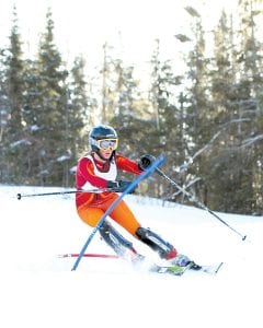 Sophomore Signe Larson was first overall with the fastest time in each of the combined races.