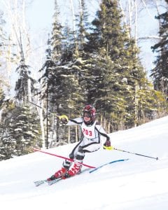 The December 10 Cook County/Silver Bay Invitational at Lutsen Mountains had plenty of thrills for high school racing fans. Sophomore Collin Berglund demonstrated that he could compete among the region’s elite skiers, finishing eighth overall in a field of 71 racers.