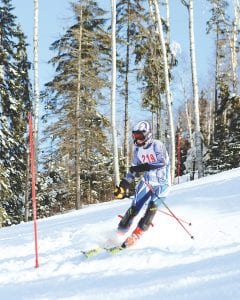 The Cook County/Silver Bay Alpine skiers had a great day at the eightteam meet at Giant’s Ridge last week. Luke Fenwick finished two clean runs at Giants Ridge, speeding into his first top 10 finish of the season.