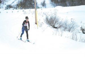 The snow on the course was soft at the classic ski race in Ely on Saturday, December 18, but the Cook County Nordic ski team skied strong. Ninth-grader Audrey Summers finished 24th, in the front of the pack in her varsity race.