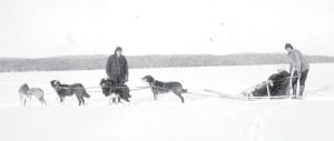 This Cook County Historical Society photo is from “Louis Friedheim’s collection.” It appears to be Justine Kerfoot of Gunflint Lodge guiding a tour group. See more old sled dog photos at the Small Talk at the Historical Society museum on Saturday, Jan. 22 at 3:00 p.m.