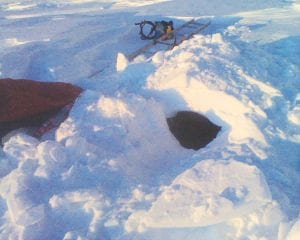 Lonnie Dupre spent more than six days in a snow-cave much smaller than the one pictured here. Dupre ended his quest on 1-26-11 to become the first person to solo climb Denali in January, and was headed to his base camp at 7,200 feet at press time.