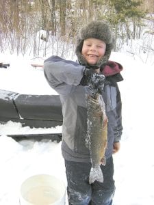 Noah Furcht, 8, got a mention in the Buck's Hardware fishing report this week by catching a very nice 20½-inch, almost three-pound splake. Noah was fishing with his family—dad Dave, mom Margo, and brothers Finn and Phillip—on Birch Lake when he caught the lunker. Noah, a second grader at Sawtooth Elementary, told Jon at Buck's that he 