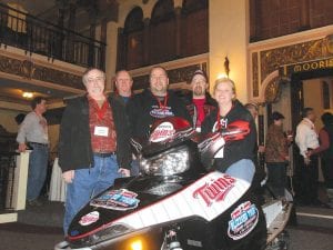 Celebrating another successful Blackwoods Blizzard Tour were Cook County riders (L-R) Chuck Silence, Ron “Carbine” Carlson, Tom Bernier, Paul Bernier, and Kathy Bernier.