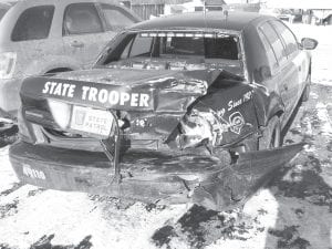 Minnesota State Patrol Lt. Chris Edstrom was struck while assisting a motorist on the shoulder of I-35W near Forest Lake on Jan. 17. Fortunately Edstrom suffered only minor injuries, but the photo of his vehicle is a chilling reminder for drivers to slow down and move over.