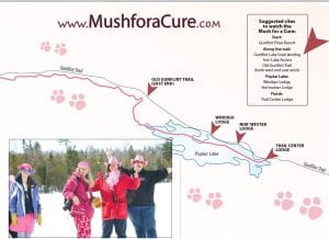 Here for the party! Although Mush for a Cure raises money for a serious reason, a lot of fun is had in the fundraising. People come from far and wide dressed in all shades and textures of pink to see the Mass Sourdough Start on the ice in front of Gunflint Pines Resort. Catch the action at 12:00 noon on Saturday, March 12.