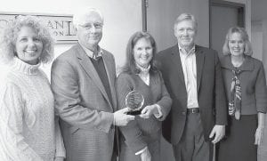 Tofte’s Cindy Hansen, Northland Foundation board chair, was on hand to present Jim Hoolihan and Mary Kozak of the Blandin Foundation with an award for its contribution to northeastern Minnesota communities. Joining Hansen were Tom Renier and Lynn Haglin also of the Northland Foundation.