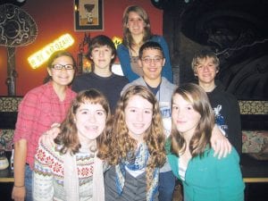 Representing Cook County High School at the varsity Knowledge Bowl regional tournament was (L-R, front) Mara MacDonell, Audrey Summers, and Megan Lehto. (L-R, back) Sarah Larsen, Sean MacDonell, Katrina Axtell (back), Daniel Ditmanson, and Ben Seaton (Not pictured: Kieran Scannell).