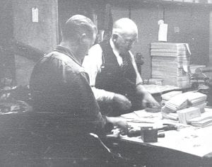 One of the most enjoyable things about the Cook County News-Herald’s 120th anniversary open house was the opportunity to visit with former News-Herald staffer Dick Gilbertsen. Dick shared this photo of himself with publisher John Blackwell. Dick began working as a “printers’ devil” in 1948. Blackwell is the man who gave the paper its current name, in 1907. Dick is the longest serving News-Herald employee, working at the paper from 1948 – 2000. Ade Toftey had the second longest tenure. Ade and his wife, Bertha, owned the paper from 1930 to 1971.