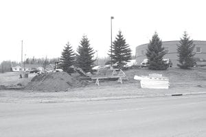 Although it looks like a major production, North Shore Hospital Maintenance Director Rory Smith told the News-Herald that the work being done on the corner of 5th Avenue West and 5th Street in Grand Marais is just the installation of a new sign. Smith said the sign would be similar to the one at the hospital’s atrium entrance.