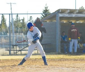 Will Petty missed on this pitch, but Petty has hit well for the Vikings this year and played well in the outfield. He is one of the few seniors on the team and has been a good influence on the younger players with his work ethic and good attitude.