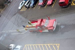 The Minnesota Power Taconite Harbor Energy Center called for assistance with a fire in one of its indoor coal bunkers at 7:32 a.m. on Monday, May 2, 2011. The Schroeder Fire Department was on-scene by 7:52 a.m. with two trucks, including this pumper. The Tofte and Silver Bay Fire Departments responded for back-up as well. Fortunately the fire was extinguished quickly and the fire departments were released shortly after 9:00 a.m.