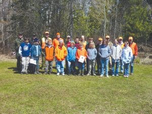 The 2011 Firearms Safety and Hunter Education course finished with a field day on Saturday, May 7. The graduating students and the day’s instructors (L-R, front) Brian Finke Jr., Finn Garry, Damian Zimmer, Colton Furlong, Kyle Wiegele, Danny Lewis, Noah Roth, Alicia Smith, Marin Hay, Melanie Smith. (L-R, back) Darin Fagerman, Tom Wahlstrom, Doug Klein, Brandon Bockovich, Zach Brune, Devon Dahl, Paul Eiler, Andrew Thompson, Jack Viren, Eric Nelms, Dick Parker, Dave Ingebrigtsen. (Not pictured CO Mary Manning.)