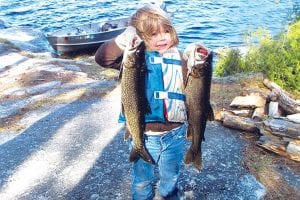 The Ekroot family had a great day of fishing on Lake Saganaga, bringing in a nice mix of fish from the big lake. Robyn's daughter, Eva, 4, was one of the most successful anglers of the day. She caught and reeled in—all by herself—this 4-pound and 3½-pound lake trout.