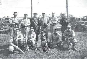 It’s baseball season, so it’s the perfect time to run this photo that Jean Roberts of Grand Marais shared with us. This is the Grand Marais baseball team in the late ‘20s or early ‘30s. The team was (L-R, front) Elinore Gilbertson, Ade Toftey, Sam Zimmerman, Bud Lindsay. (L-R, back) Alec Boostrom, Lyle Roberts, Art Allen, Charlie Ott, Pete LaSage, Ross Tran.