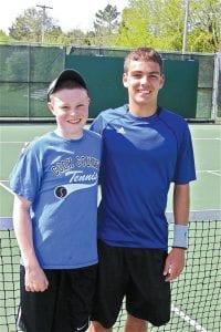 Lars Scannell and David Bergstrom had to play against each other in the Section 7A finals to see who would go to state in tennis. Bergstrom, a junior, beat his younger teammate 6-2, 6-1 to advance, but the matches were closer than the score indicates. Scannell is just an eighth grader.