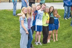 These are the kids that qualified for the Section 7A track meet held last Friday at the University of Minnesota Duluth. (L-R) Jessica Berg-Collman, Ailee Larson, Molly Zafft, Peter Warren, Kieran Scannell, Rachel Todd, Amber Todd, and Matea Acero. Larson, Scannell and Zafft all qualified for the State Track meet.