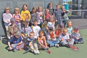 Over 65 kids enjoyed the spring tennis season at the Cook County public tennis courts. Playing and learning in the QuickStart Tennis 8 & Under Division were: (L-R, front) Paul Dorr, Andrew Hallberg, Makenzie Fairbanks, Gus Hahn, Jameson Foster, and Brayden Schmidt. (L-R, middle) Jacob Dorr, Jonah Schmidt, Isaac Cuevas, Anna Heeren, Nathan Bilben, and Ella Sporn. (L-R, back) Malin Anderson, Abbey Stoddard, Hazel Kemp, Louise Ramberg, Riley Tarver, Tate Crawford, Vaughn Swindlehurst, Ryan Bilben and Drew Pelletier. (Not pictured Ella Hedstrom, Greta Roth, Sienna Deneweth, Jack Corwin, Molly LaVigne, Elsa Sorensen, and Olivia Nesgoda Works.)