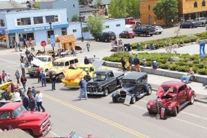 Wheels on Wisconsin Street. Hundreds of visitors enjoyed walking down Wisconsin Street in downtown Grand Marais at the Grand Marais Chamber of Commerce Classic Car Show on Saturday, June 11. The weather was great and 78 classic vehicles—hot rods, coupes, muscle cars, antique trucks, and motorcycles gleamed in the sunlight. See more Classic Car Show news on page B4.