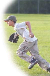 Beckley Rumph brings the ball in after making a fine play in the outfield.