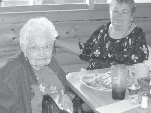 Wilma Liebsch (left) and Cathy Borka enjoying lunch at Trail Center.