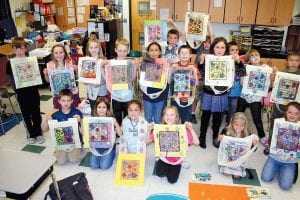 Lorelei Livingston’s Sawtooth Elementary third-graders had a great time learning Ojibwe history while creating a very special keepsake—an Ojibwe shoulder bag. (L-R) Front: Trent Spry, Lucy Shaw, Shaelynn Novitsky, Emma Gesch, Paige Everson, Abbie Crawford. Middle: Sam Sietsema, Bianca Zimmer, Mallory Goettl, Adam Dorr, Alyssa Spry, Zach Stirewalt, Haley Richardson-Walberg, Jaymie Kirk, Dominic Wilson. Back: Jessup Schlienz, Chase Bronikowski, Pete Sutton, and A.J. Owens