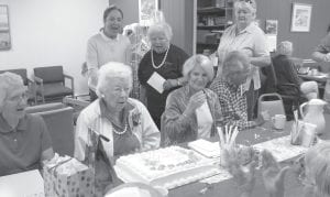 Lu Pettijohn of Grand Marais was feted at a 98th birthday party at the Senior Center on July 20.