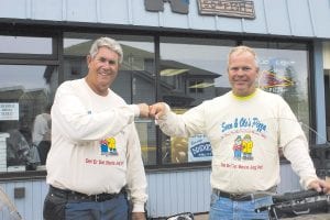 These two Harley-riding friends have dubbed themselves Sven & Ole—going so far as to have personalized plates for their motorcycles. When they heard that there was a Sven & Ole’s Pizza on Minnesota’s North Shore, they made a 926-mile trip to check it out. Pictured in front of the North Shore icon is Sven (Mark Longnecker of White Oak, IA) and Ole (Paul Lee of Huxley, IA).